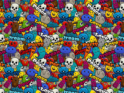 Peace Party Sticker Bomb Vinyl Wrap Pattern~Rwraps Series 914 Digitally Printed Vinyl Wrap~0