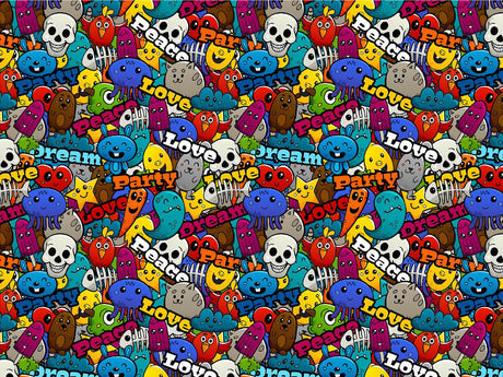 Peace Party Sticker Bomb Vinyl Wrap Pattern~Rwraps Series 914 Digitally Printed Vinyl Wrap~0