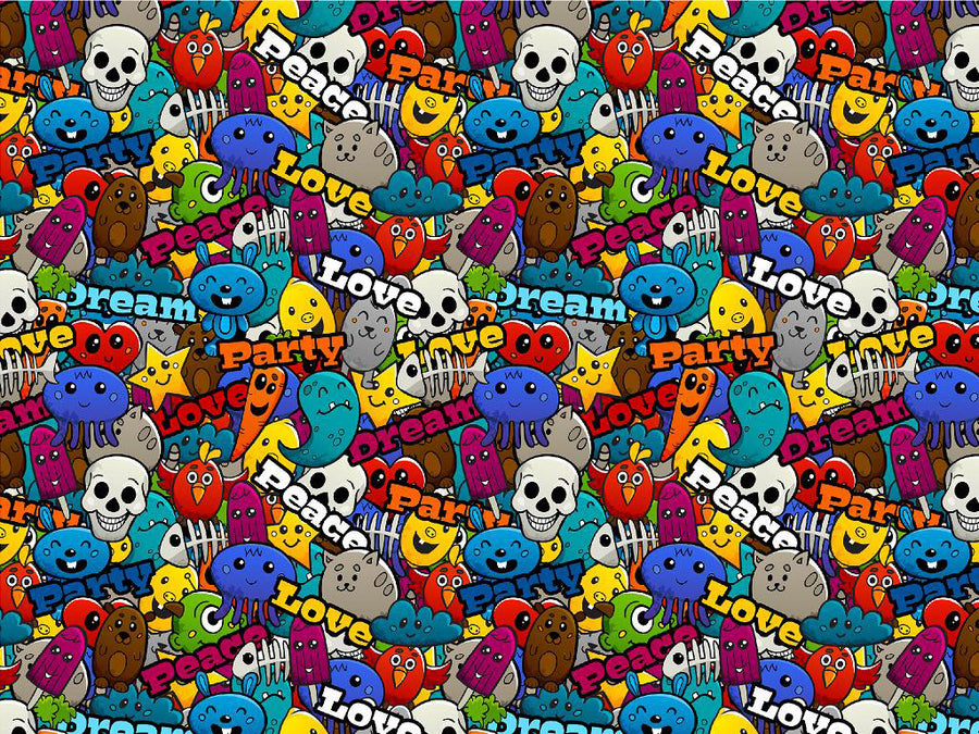 Peace Party Sticker Bomb Vinyl Wrap Pattern~Rwraps Series 914 Digitally Printed Vinyl Wrap~0