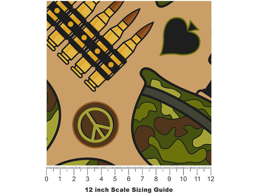 Peace Warriors Americana Vinyl Film Pattern Size 12 inch Scale~Rwraps Peace Warriors Americana Sizing Chart~3