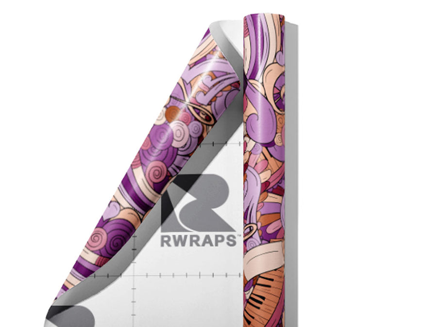 Peach Chords Music Wrap Film Sheets~Rwraps Series 914 Peach Chords Music Scrolled Sheet~3