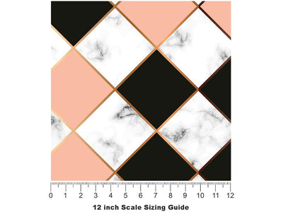 Peach Diamonds Tile Vinyl Film Pattern Size 12 inch Scale~Rwraps Peach Diamonds Tile Sizing Chart~3