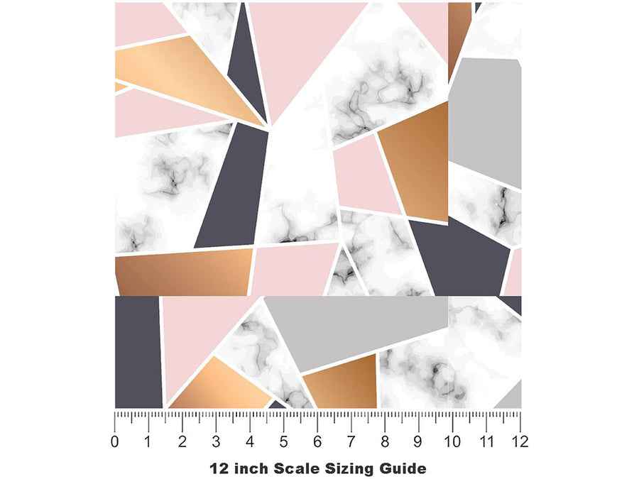 Peachy Shards Tile Vinyl Film Pattern Size 12 inch Scale~Rwraps Peachy Shards Tile Sizing Chart~3