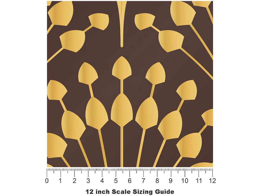 Peacock Tails Art Deco Vinyl Film Pattern Size 12 inch Scale~Rwraps Peacock Tails Art Deco Sizing Chart~2