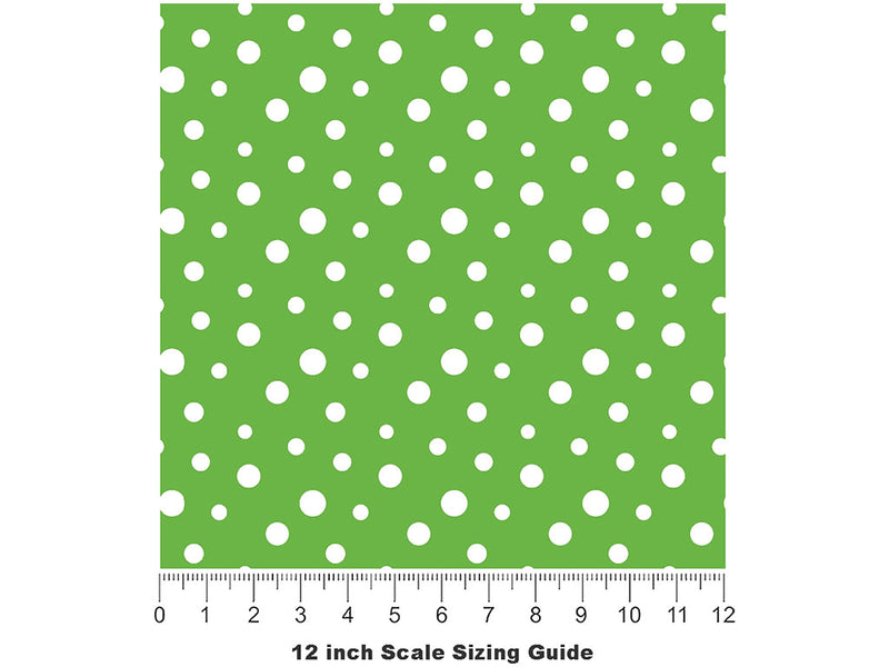 Pear Green Polka Dot Vinyl Film Pattern Size 12 inch Scale~Rwraps Pear Green Polka Dot Sizing Chart~2