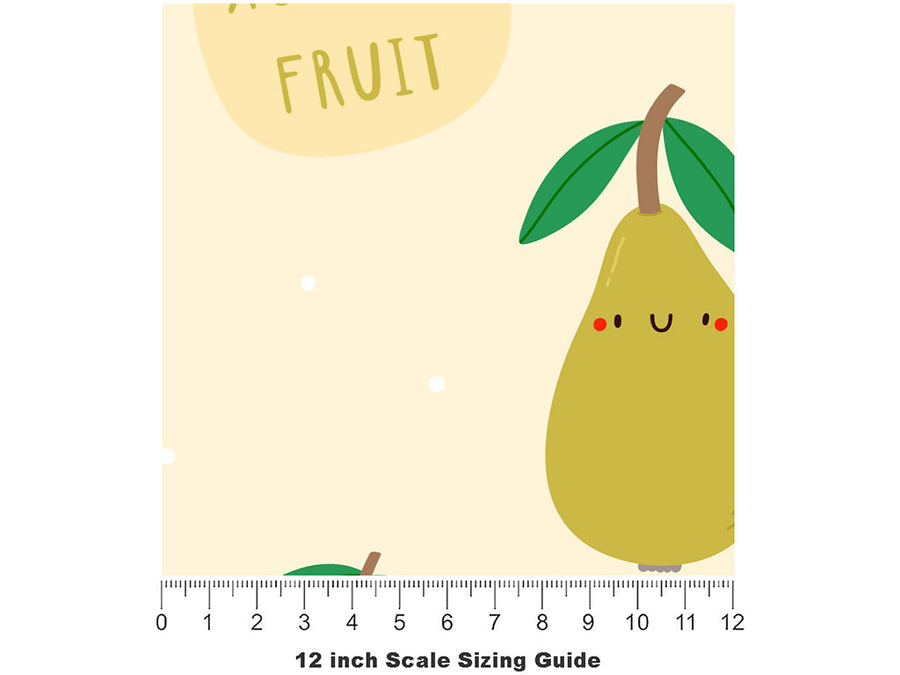 Pear Pleasantries Fruit Vinyl Film Pattern Size 12 inch Scale~Rwraps Pear Pleasantries Fruit Sizing Chart~2