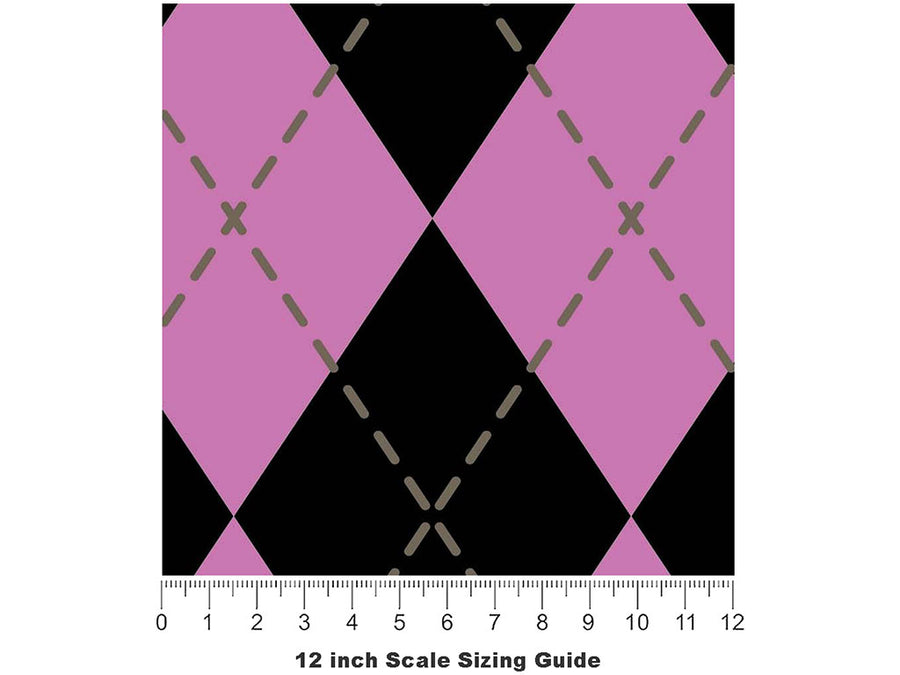 Pearlized Pale Argyle Vinyl Film Pattern Size 12 inch Scale~Rwraps Pearlized Pale Argyle Sizing Chart~2