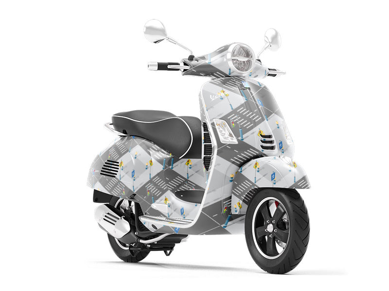 Pedestrian Crossing Cityscape Vespa Scooter Wrap Film