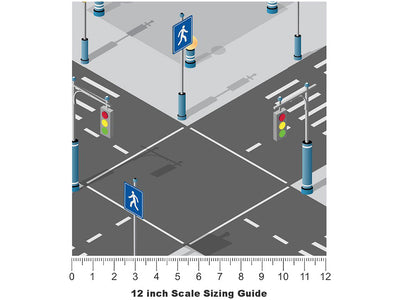 Pedestrian Crossing Cityscape Vinyl Film Pattern Size 12 inch Scale~Rwraps Pedestrian Crossing Cityscape Sizing Chart~3