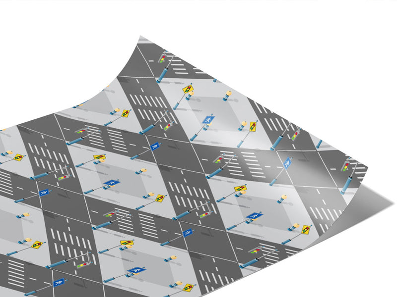 Pedestrian Crossing Cityscape Vinyl Wraps~Rwraps Series 914 Digitally Printed Vinyl Wrap~1