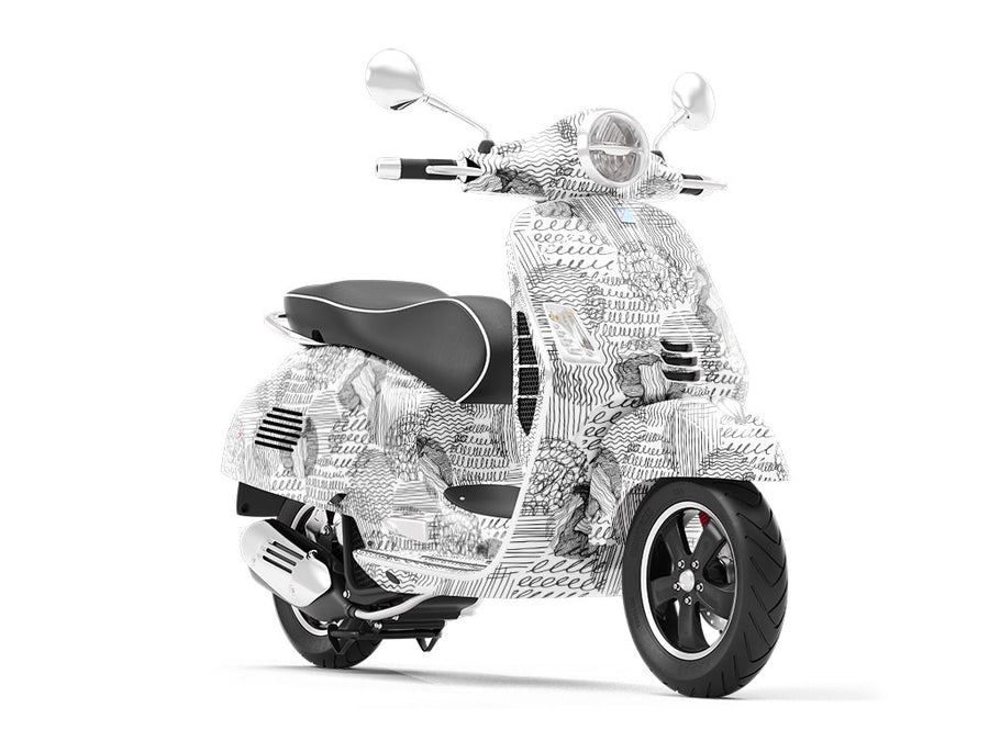 Pencil Skritches Abstract Vespa Scooter Wrap Film