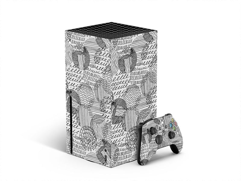 pencil skritches abstract geometric XBOX DIY Decal