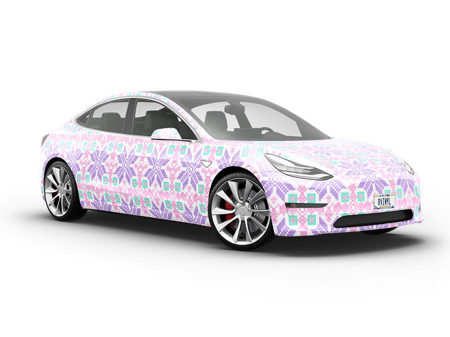 Periwinkle Pansies Mosaic Vehicle Vinyl Wrap