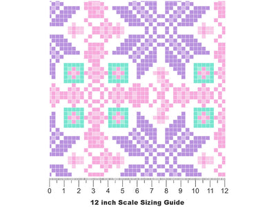 Periwinkle Pansies Mosaic Vinyl Film Pattern Size 12 inch Scale~Rwraps Periwinkle Pansies Mosaic Sizing Chart~2