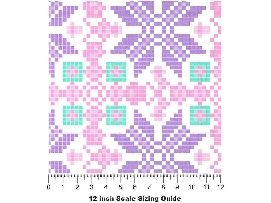 Periwinkle Pansies Mosaic Vinyl Film Pattern Size 12 inch Scale~Rwraps Periwinkle Pansies Mosaic Sizing Chart~2