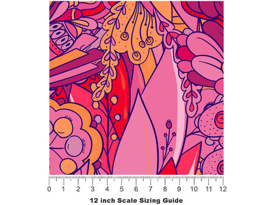 Persephones Pomegranate Floral Vinyl Film Pattern Size 12 inch Scale~Rwraps Persephones Pomegranate Floral Sizing Chart~2