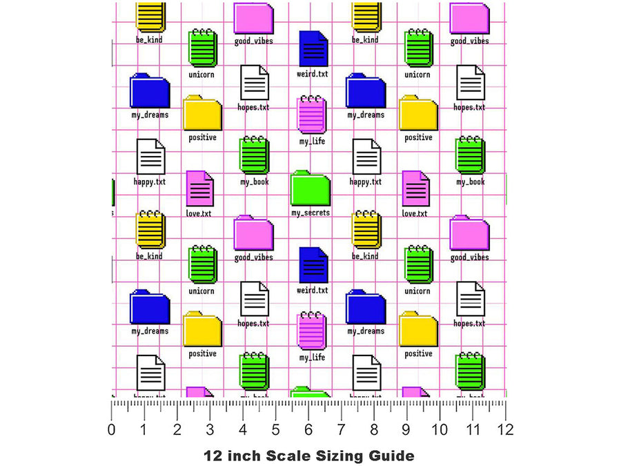 Personal Files Technology Vinyl Film Pattern Size 12 inch Scale~Rwraps Personal Files Technology Sizing Chart~3