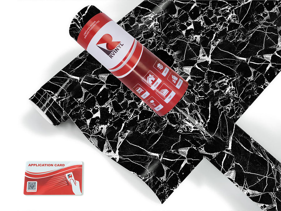 picasso black marble stone Craft Vinyl Roll