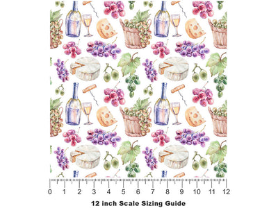 Picnic Charcuterie Alcohol Vinyl Film Pattern Size 12 inch Scale~Rwraps Picnic Charcuterie Alcohol Sizing Chart~2