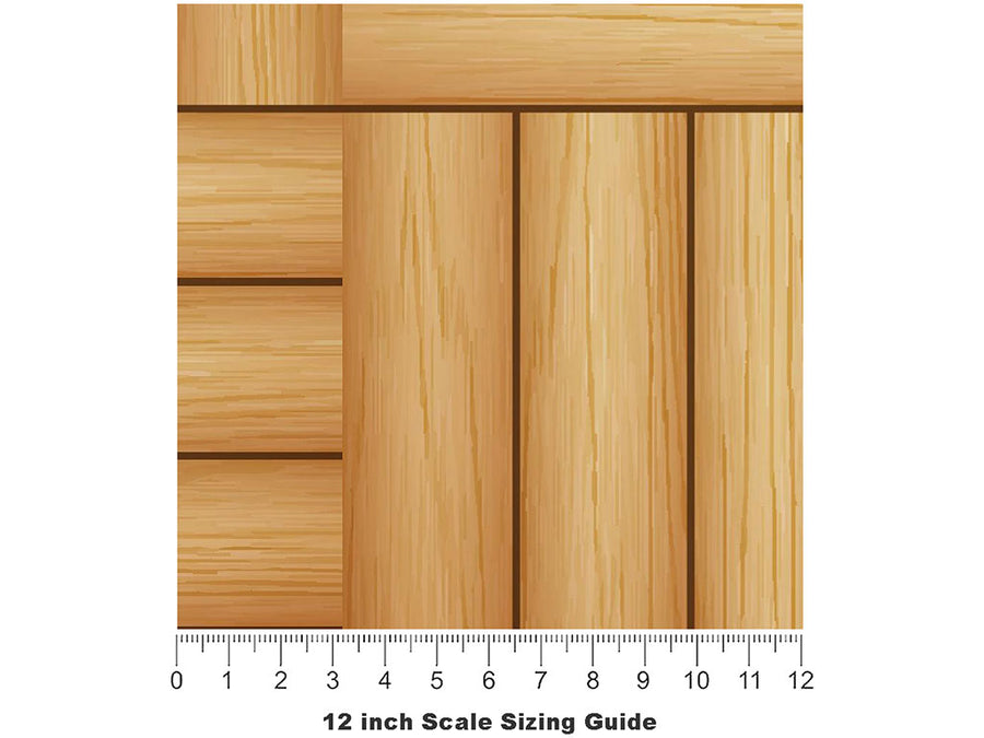 Pine  Wooden Parquet Vinyl Film Pattern Size 12 inch Scale~Rwraps Pine  Wooden Parquet Sizing Chart~3