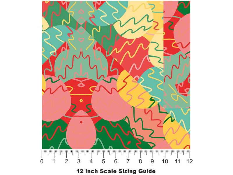 Pineapple Pleasure Mosaic Vinyl Film Pattern Size 12 inch Scale~Rwraps Pineapple Pleasure Mosaic Sizing Chart~2