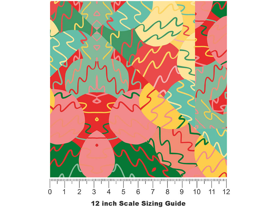 Pineapple Pleasure Mosaic Vinyl Film Pattern Size 12 inch Scale~Rwraps Pineapple Pleasure Mosaic Sizing Chart~2