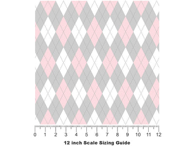 Pink Blockers Argyle Vinyl Film Pattern Size 12 inch Scale~Rwraps Pink Blockers Argyle Sizing Chart~2