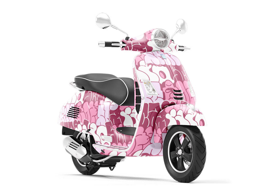 Pink Bubbled Graffiti Vespa Scooter Wrap Film