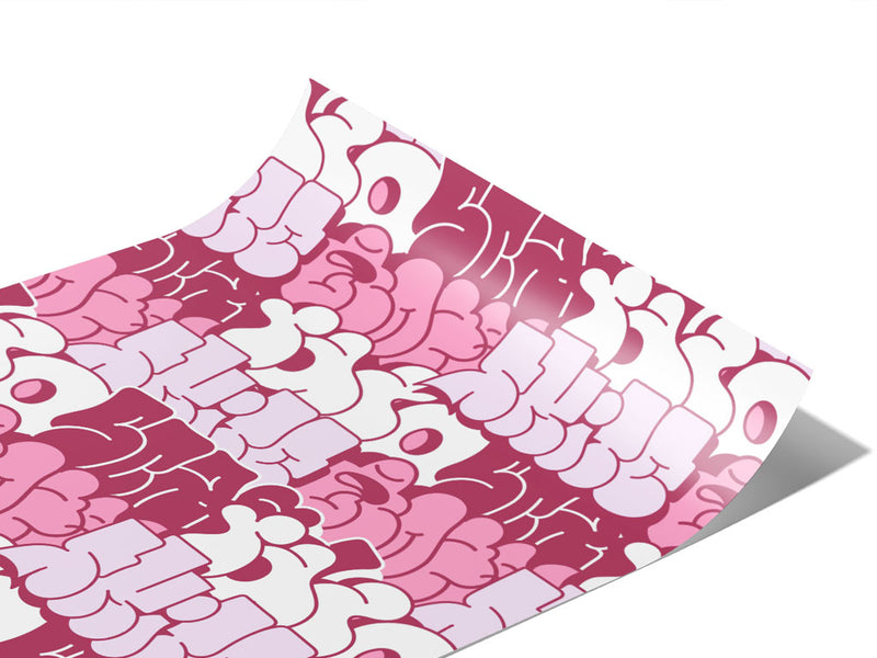 Pink Bubbled Graffiti Vinyl Wraps~Rwraps Series 914 Digitally Printed Vinyl Wrap~1