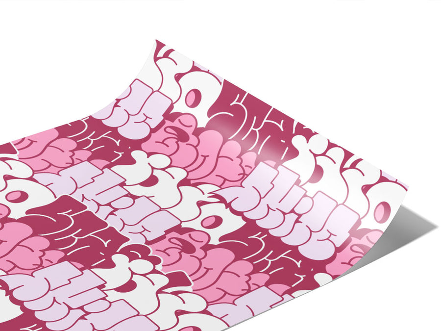 Pink Bubbled Graffiti Vinyl Wraps~Rwraps Series 914 Digitally Printed Vinyl Wrap~1