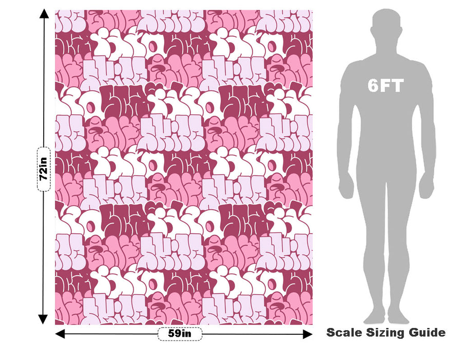 Pink Bubbled Graffiti Vehicle Wrap Scale~Rwraps Series 914 Pink Bubbled Graffiti Measurements~2