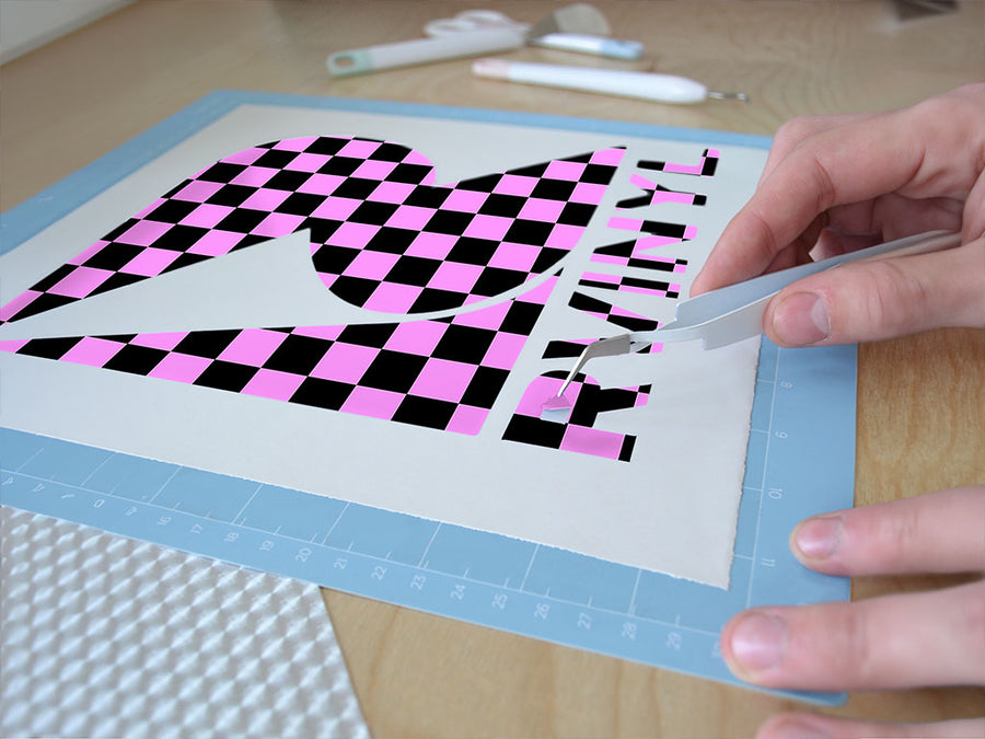 pink checkered Easy Weed Craft Vinyl