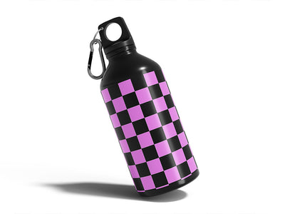 pink checkered Water Bottle DIY Stickers
