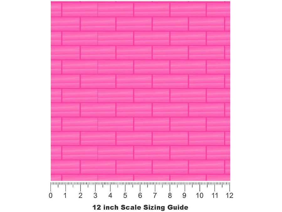 Pink  Brick Vinyl Film Pattern Size 12 inch Scale~Rwraps Pink  Brick Sizing Chart~3