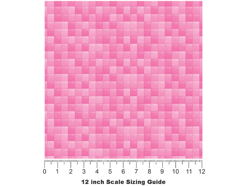 Pink Tile Vinyl Film Pattern Size 12 inch Scale~Rwraps Pink Tile Sizing Chart~3