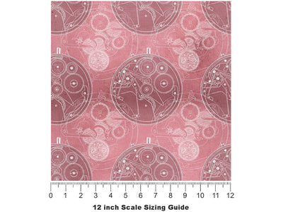 Pink Clockwork Steampunk Vinyl Film Pattern Size 12 inch Scale~Rwraps Pink Clockwork Steampunk Sizing Chart~2
