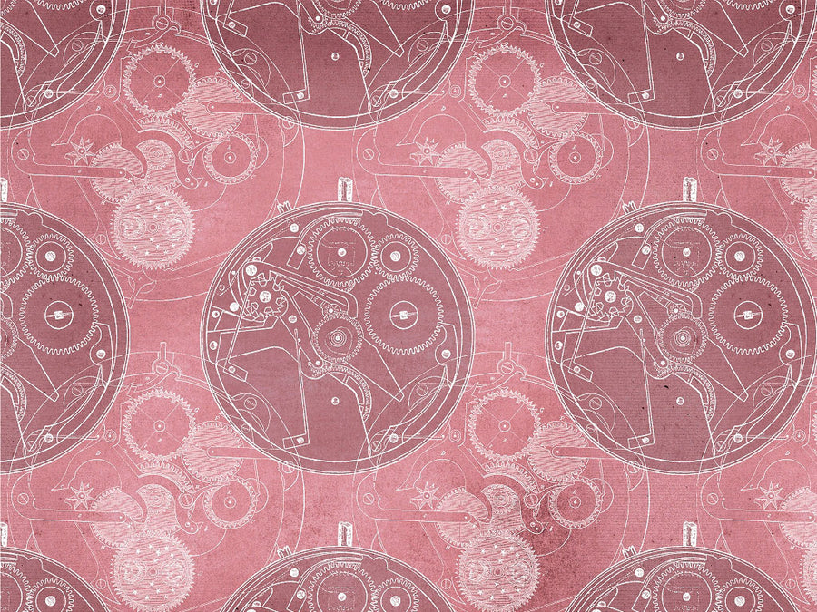 Pink Clockwork Steampunk Vinyl Wrap Pattern~Rwraps Series 914 Digitally Printed Vinyl Wrap~0
