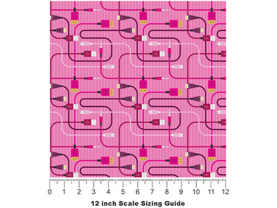 Pink Cords Technology Vinyl Film Pattern Size 12 inch Scale~Rwraps Pink Cords Technology Sizing Chart~3
