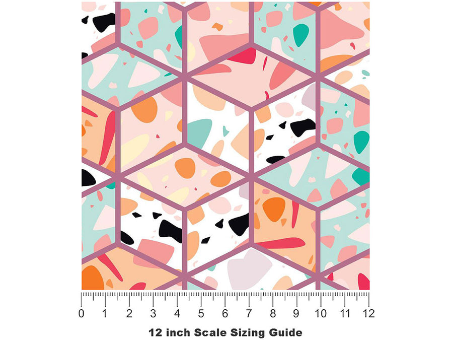 Pink Cube Tile Vinyl Film Pattern Size 12 inch Scale~Rwraps Pink Cube Tile Sizing Chart~3