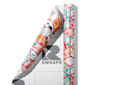 Pink Cube Tile Wrap Film Sheets~Rwraps Series 914 Pink Cube Tile Scrolled Sheet~4