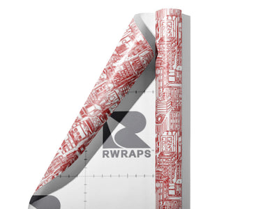 PInk Downtown Cityscape Wrap Film Sheets~Rwraps Series 914 PInk Downtown Cityscape Scrolled Sheet~4