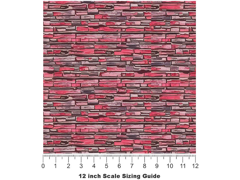 Pink  Brick Vinyl Film Pattern Size 12 inch Scale~Rwraps Pink  Brick Sizing Chart~3