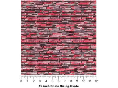 Pink  Brick Vinyl Film Pattern Size 12 inch Scale~Rwraps Pink  Brick Sizing Chart~3