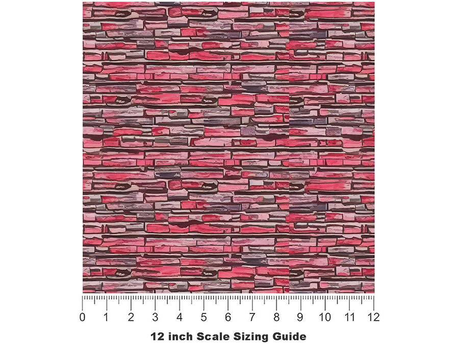 Pink  Brick Vinyl Film Pattern Size 12 inch Scale~Rwraps Pink  Brick Sizing Chart~3