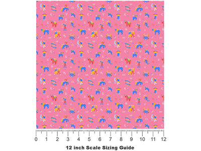 Pink Friends Astrology Vinyl Film Pattern Size 12 inch Scale~Rwraps Pink Friends Astrology Sizing Chart~2