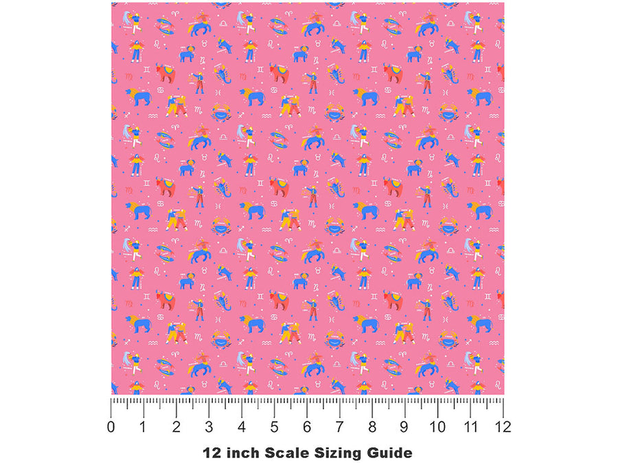 Pink Friends Astrology Vinyl Film Pattern Size 12 inch Scale~Rwraps Pink Friends Astrology Sizing Chart~2