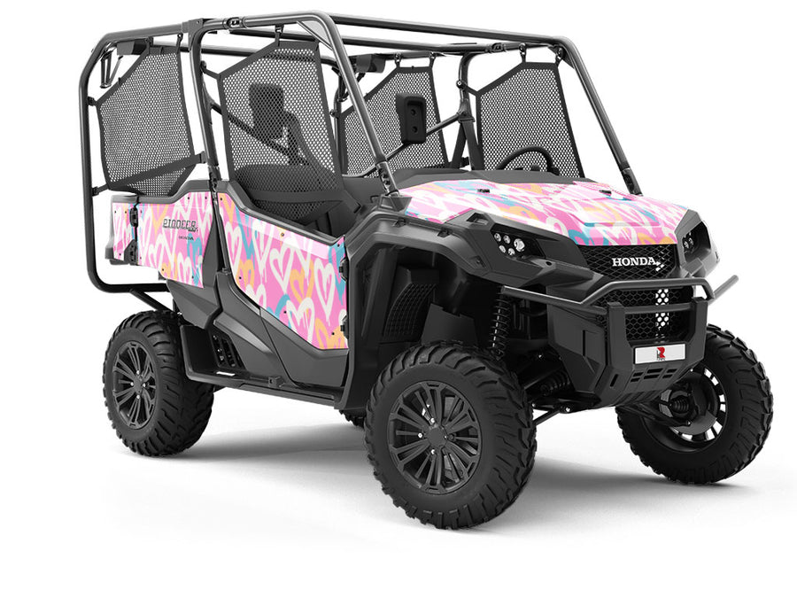 Pink Hearts Graffiti Utility Vehicle Vinyl Wrap