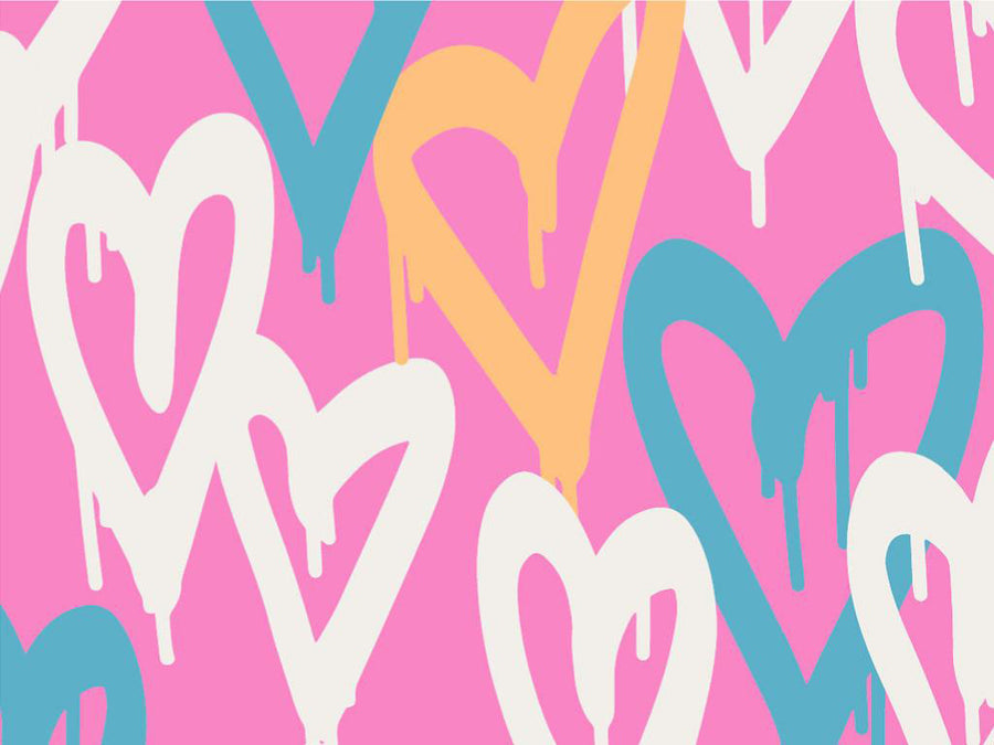 Pink Hearts Graffiti Vinyl Wrap Pattern~Rwraps Series 914 Digitally Printed Vinyl Wrap~0