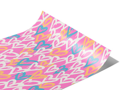 Pink Hearts Graffiti Vinyl Wraps~Rwraps Series 914 Digitally Printed Vinyl Wrap~1