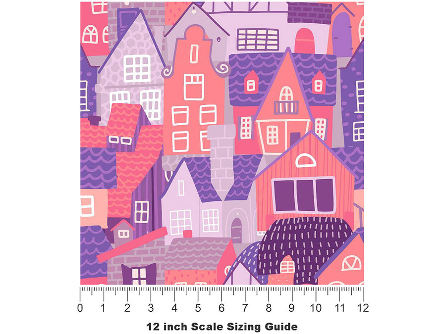 Pink Palaces Cityscape Vinyl Film Pattern Size 12 inch Scale~Rwraps Pink Palaces Cityscape Sizing Chart~3